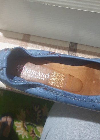 Mavi Çiçek Desenli  Kadın babet Ayakkabı - Görsel 3