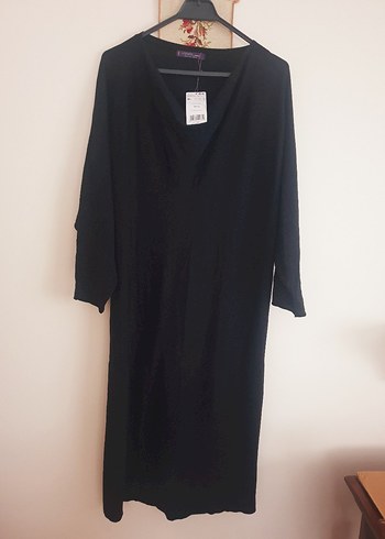 mango aci kahve degaje Yaka Uzun Kadın Elbise - Görsel 2