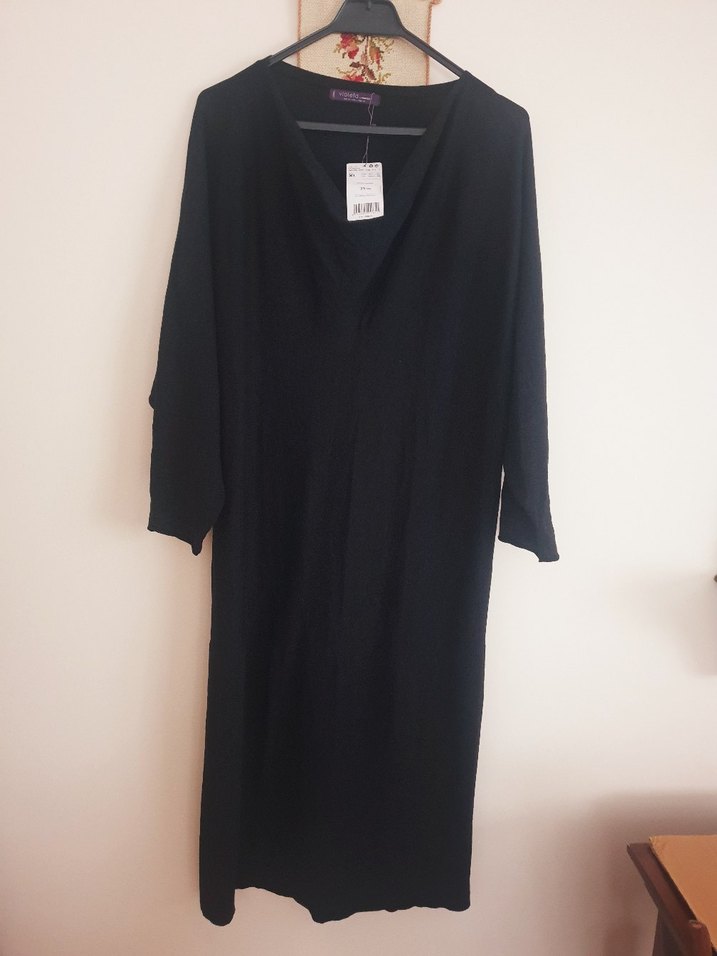 mango aci kahve degaje Yaka Uzun Kadın Elbise - Görsel 2