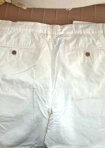 Beyaz Keten unisex Pantolon Midi Boy - Görsel 3