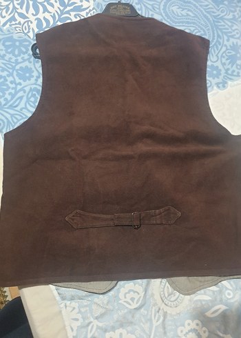 Düğmeli Kahverengi Süet gorunumlu Erkek Yelek - Görsel 3