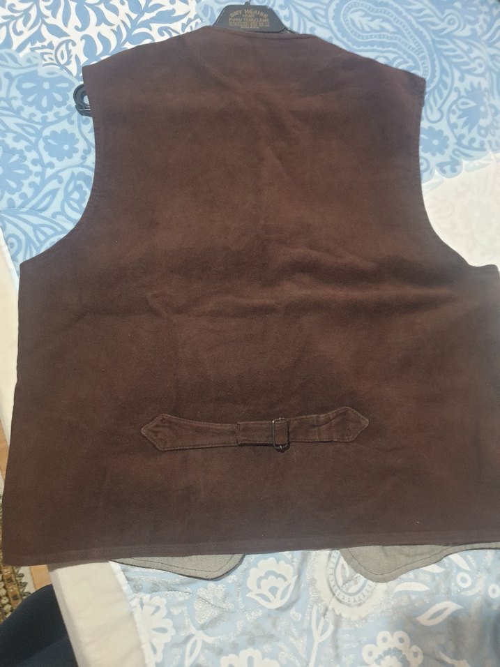 Düğmeli Kahverengi Süet gorunumlu Erkek Yelek - Görsel 3