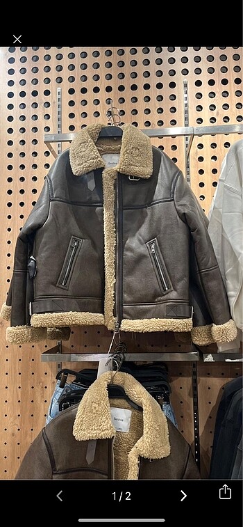 Kahverengi bershka biker mont ceket