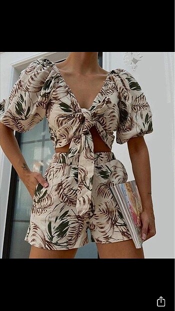 Keten şortlu crop takım