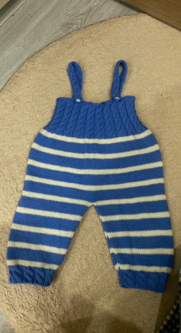 Mavi Çizgili Örgü Erkek Çocuk Tulum - Görsel 3