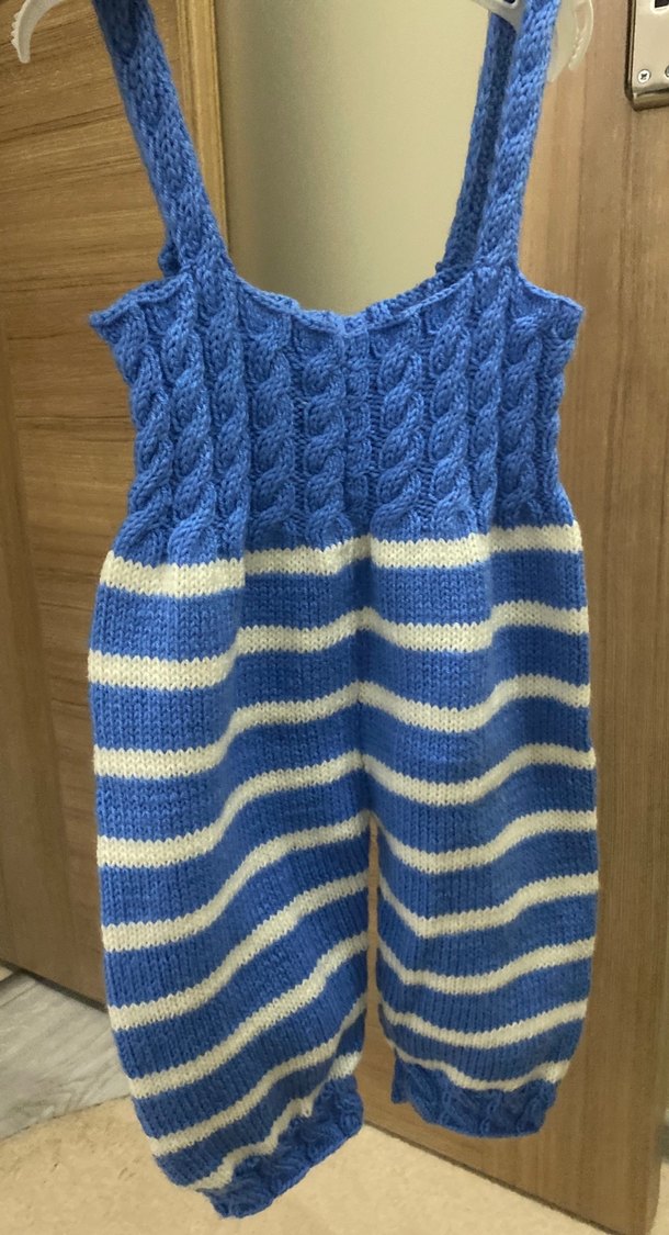 Mavi Çizgili Örgü Erkek Çocuk Tulum - Görsel 2