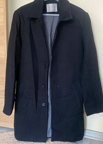 Siyah Erkek Düğmeli Midi Kaban - Görsel 2