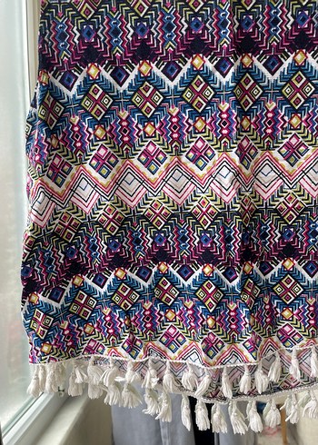 Püsküllü Çok Renkli Bohem Kolsuz Bluz - Görsel 3