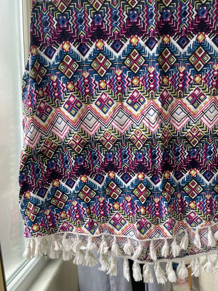 Püsküllü Çok Renkli Bohem Kolsuz Bluz - Görsel 3