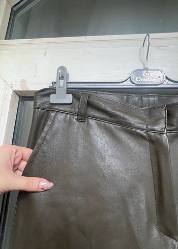 Haki Deri Pantolon - Görsel 2