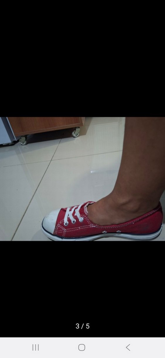 Kırmızı Bağcıklı Düz Taban Kadın Spor Ayakkabı - Görsel 3