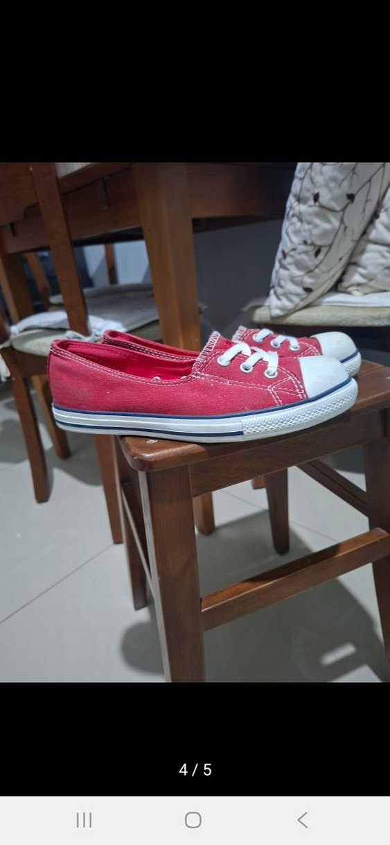 Kırmızı Bağcıklı Düz Taban Kadın Spor Ayakkabı - Görsel 4