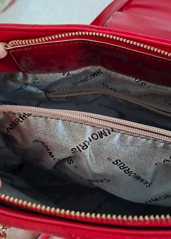 Kırmızı Süet Zincir Detaylı Kadın Çanta - Görsel 4