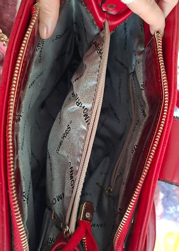 Kırmızı Süet Zincir Detaylı Kadın Çanta - Görsel 3