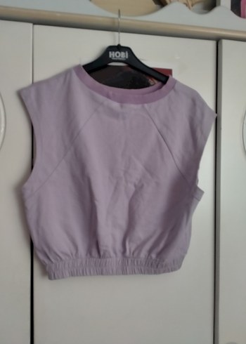 Lila Kolsuz Kısa Crop Top