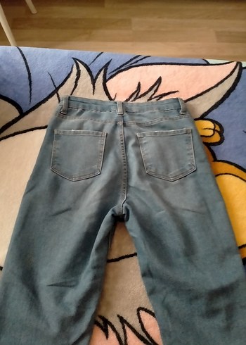 s Beden mavi Renk Kadın Mavi Bağcıklı Salaş Midi Kot Pantolon