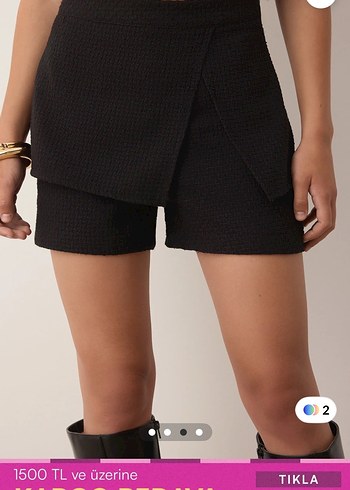 Düğmeli Siyah kışlık Mini Şort - Görsel 2