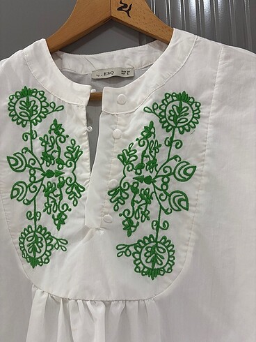 Beyaz nakış işleme pareo - Görsel 5