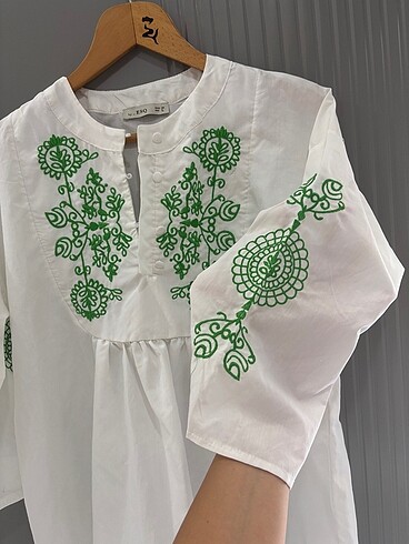 Beyaz nakış işleme pareo - Görsel 6