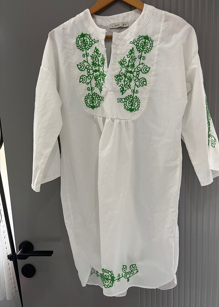 Beyaz nakış işleme pareo - Görsel 2