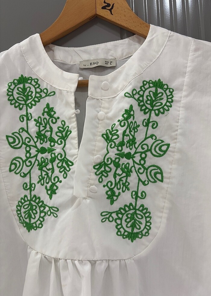 Beyaz nakış işleme pareo - Görsel 5