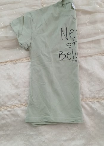 Zara Yeşil Pamuklu Baskılı Kadın Tişört