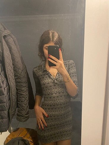 ZARA YARIM KOLLU KISA ELBİSE