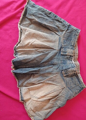 Bershka y2k pileli denim şort etek