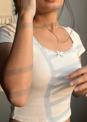 Sheinside Dantel Detaylı Beyaz Kadın Bluz