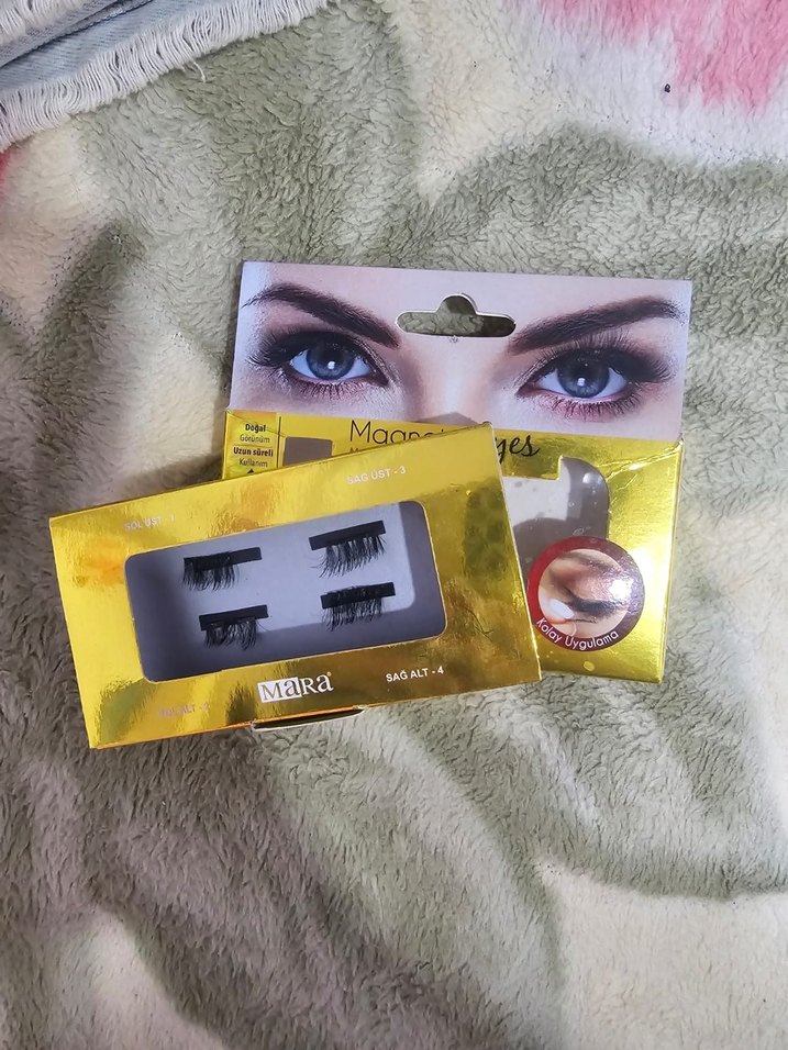 Altın renkli manyetik gri takma kirpik - Görsel 3