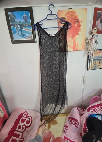 Çizgili Transparan Uzun Kadın pareo - Görsel 3