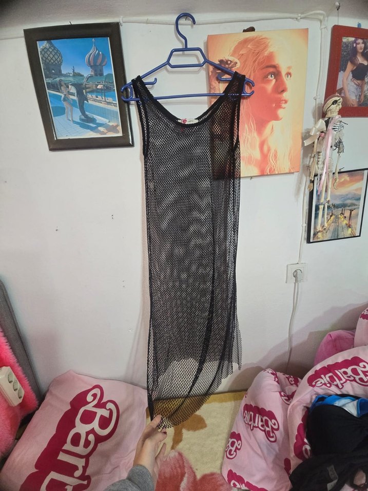 Çizgili Transparan Uzun Kadın pareo - Görsel 3