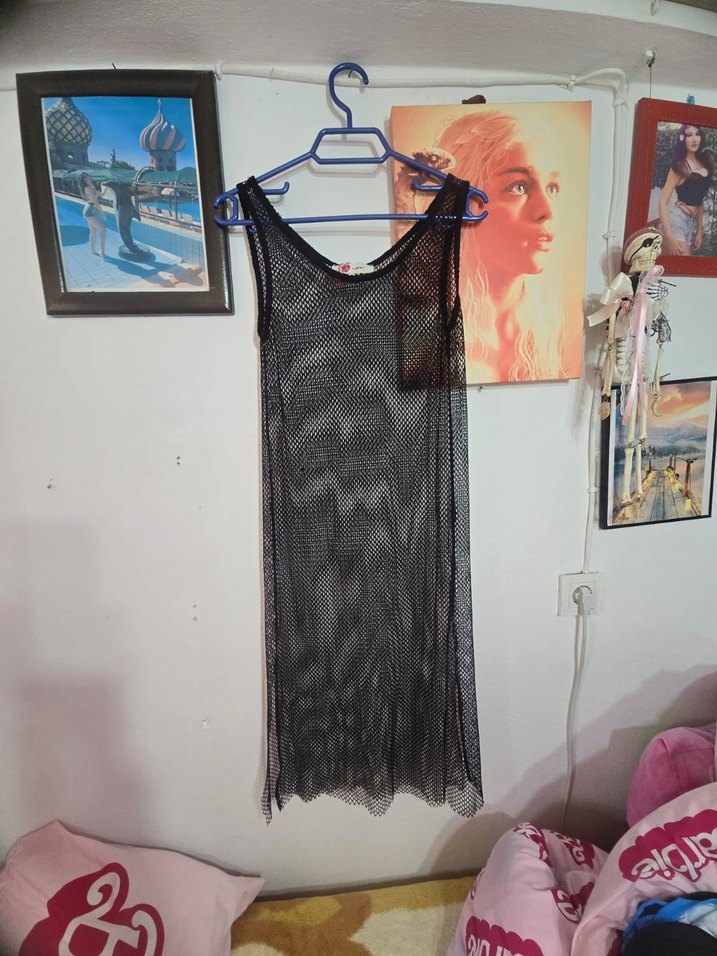 Çizgili Transparan Uzun Kadın pareo - Görsel 2