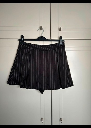 Sheinside Çizgili Pilili Mini Etek