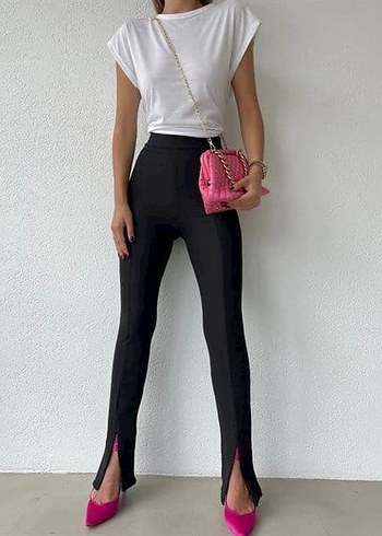 Kadın Siyah Ofis Cigarette Pantolon - Görsel 10