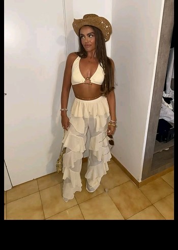 Beyaz Bohem pareo - Görsel 18