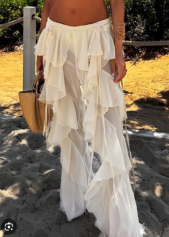 Beyaz Bohem pareo - Görsel 5