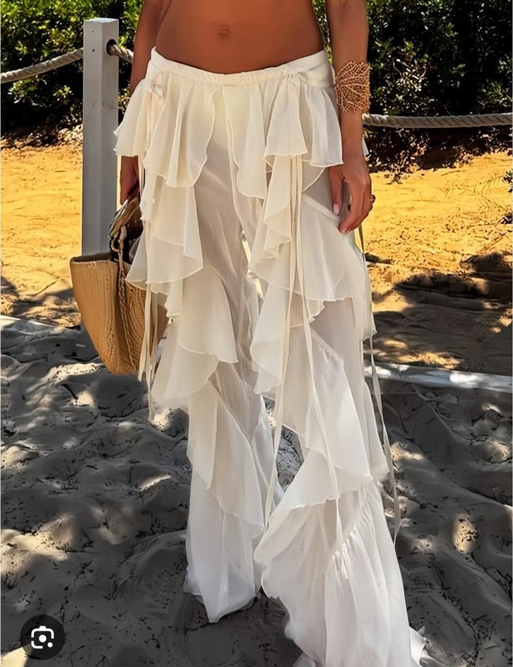 Beyaz Bohem pareo - Görsel 5