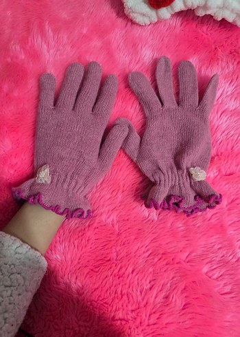 Pembe Örgü Kadın Eldivenleri - Görsel 2