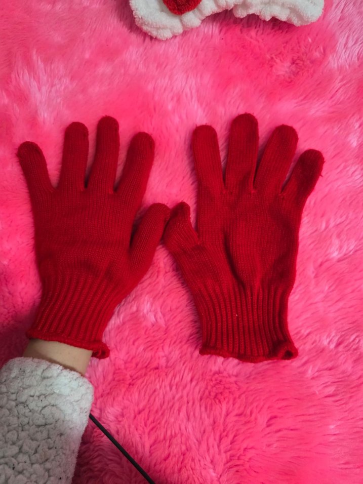 Kırmızı Kadın Triko Eldiven - Görsel 2