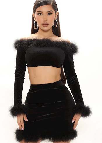 Kürk Detaylı Siyah Mini Straplez Elbise - Görsel 9