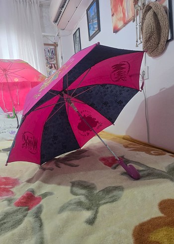 Pembe Pilili Bohem Tarz Kadın Şemsiye - Görsel 2