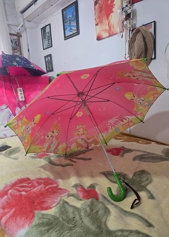 Pembe Renkli Fırfırlı Kadın Şemsiye - Görsel 3