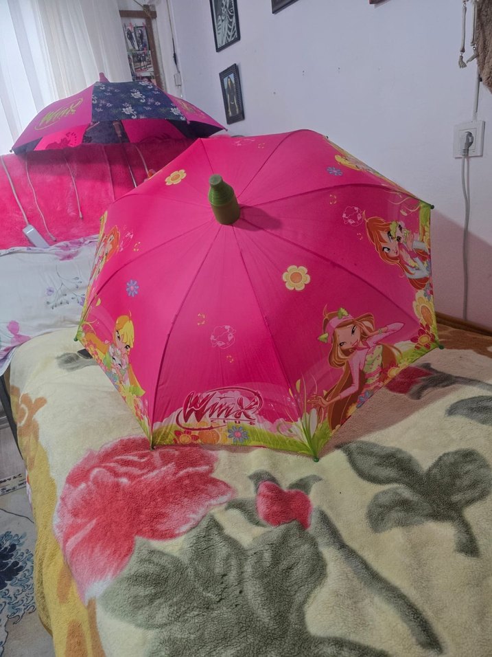 Pembe Renkli Fırfırlı Kadın Şemsiye - Görsel 2