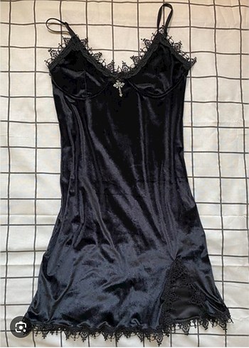 Siyah Dantel Detaylı Gotik Mini Elbise - Görsel 9