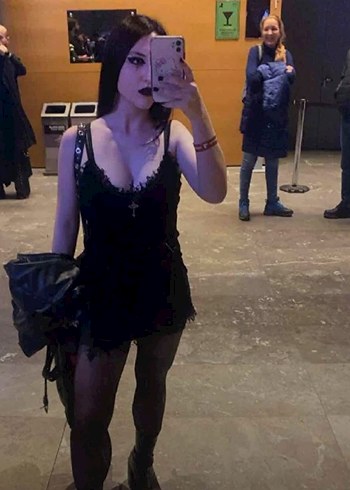 Siyah Dantel Detaylı Gotik Mini Elbise - Görsel 12