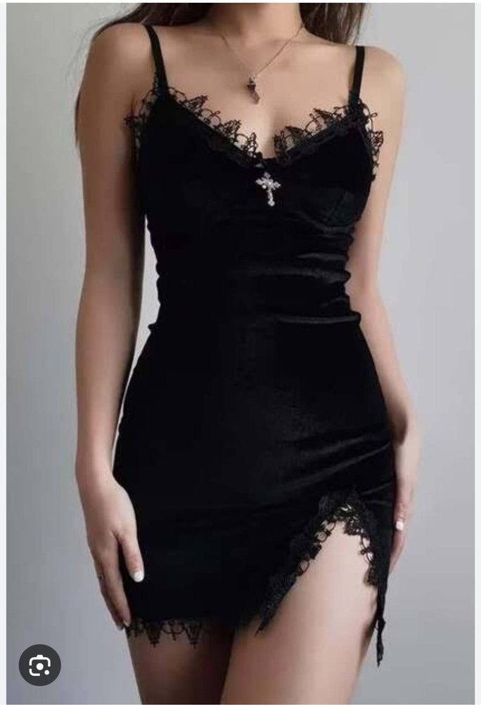 Siyah Dantel Detaylı Gotik Mini Elbise - Görsel 4