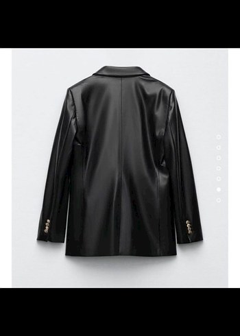 Düğmeli Siyah Deri Kadın Ceket - Görsel 5