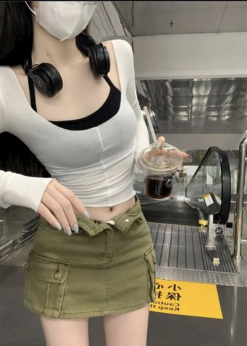 Beyaz Straplez Kadın Crop Top - Görsel 7