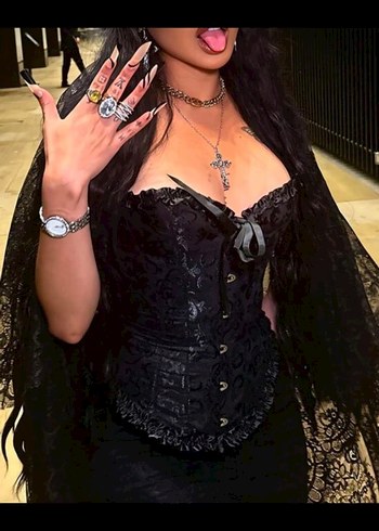 Dantel Detaylı Siyah Straplez Gotik Büstiyer - Görsel 12